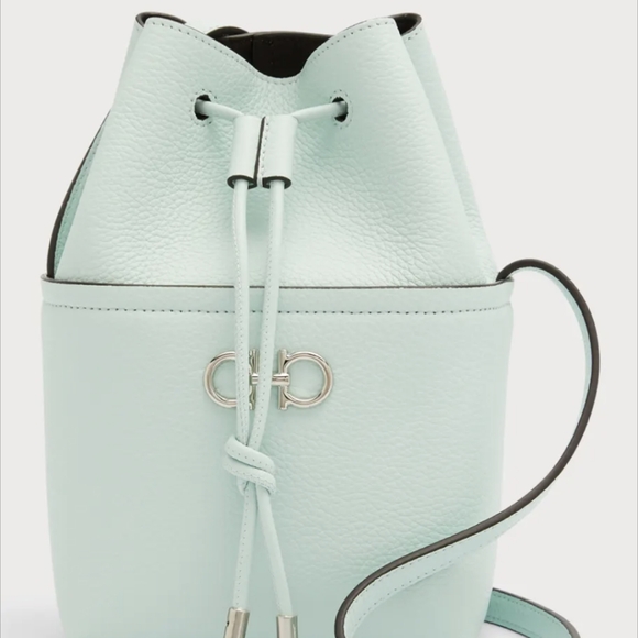 New Ferragamo Gancini Mini Drawstring Leather Bucket Bag - Picture 7 of 7